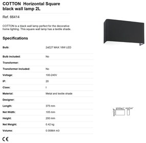 Aplica de perete ambientala design modern COTTON 2L neagra