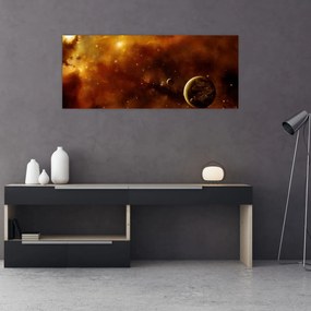 Tablou - Planete cu nebuloasă (120x50 cm)