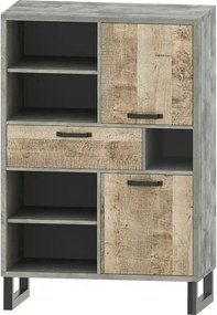 Comoda Bari, stejar nisip/gri, PAL, 90x45x134 cm