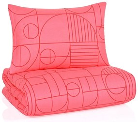 BedTex Lenjerie de pat din bumbac Geo SunsetCoral, 140 x 200 cm, 70 x 90 cm, 140 x 200 cm, 70 x 90 cm