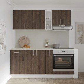 Set haaus V9, Stejar Bronz/Alb, Blat Thermo 28 mm, L 180 cm