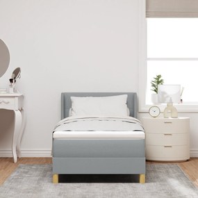 vidaXL Pat cu Saltea cu Arcuri Gri deschis 90 x 200 cm țesătură