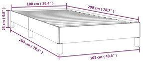 Cadru de pat, alb, 100x200 cm, piele ecologica Alb, 25 cm, 100 x 200 cm