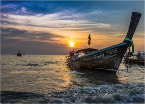 Tablou pe sticlă - Vas la mal (70x50 cm)