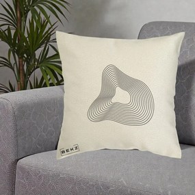 Perna Decorativa Abstract Linii Organice, 40x40 cm, Ecru, Husa Detasabila, Perna Inclusa, BEKZ®