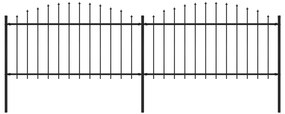Gard de gradina cu varf sulita, negru, (1,25-1,5)x3,4 m otel 1, 125-150 cm, 3.4 m