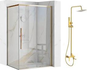 Pachet cabina de dus Rea Solar auriu 90x120 cm si coloana de dus Invena Glamour auriu