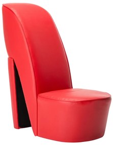 vidaXL Scaun, design toc înalt, roșu, piele ecologică