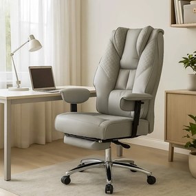 Scaun directorial gri din piele ecologica rezistent pana la 150 kg OFF 421