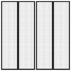 vidaXL Perdea de ușă anti-insecte cu magnet, 2 buc., negru, 220x100 cm