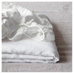 Cearceaf alb din in cu elastic 140x200 cm White – Linen Tales