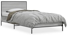 845525 vidaXL Cadru de pat, gri sonoma, 100x200 cm, lemn prelucrat și metal