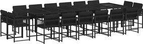 vidaXL Set mobilier de grădină cu perne, 17 piese, negru, poliratan