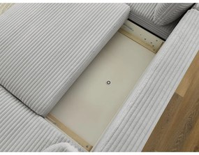 Colțar gri deschis extensibil/cu spațiu de depozitare cu tapițerie din catifea reiată (cu colț pe partea stângă/în formă de "U") Lucien – Bobochic Paris