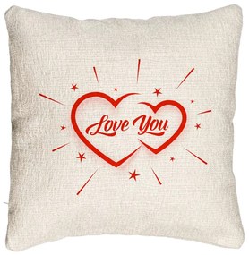 Perna Decorativa Canapea, Model Love You, 40x40 cm, Cu fermoar