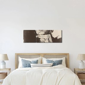 Tablou - Vintage, poza unei femei (cu ceas) (90x30 cm)