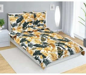 Bellatex Lenjerie de pat din bumbac Frunze depalmier auriu, 140 x 200 cm, 70 x 90 cm