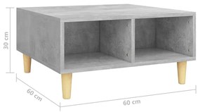 Masuta de cafea, gri beton, 60x60x30 cm, PAL 1, Gri beton