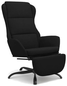 3097929 vidaXL Scaun de relaxare cu taburet, negru, microfibră