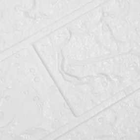 Tapet de perete autocolant 3D, 10 buc., alb, model caramizi 10, Alb