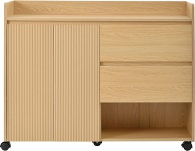 Dulap mobil pentru pantofi cu separatoare reglabile, 110x35x86 cm, Culoare naturală