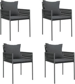 vidaXL Scaune de grădină cu perne 4 buc. negru 54x61x83 cm poliratan