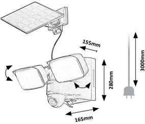Rabalux 77091 - LED lampă solară de perete LESZNO 2xLED/5W/3,7V IP54 negru