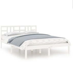 3105426 vidaXL Cadru de pat, alb, 200x200 cm, lemn masiv