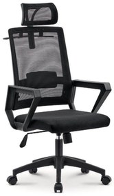 Scaun ergonomic, spătar mesh, suport umeraș, Negru