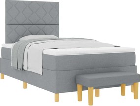 vidaXL Pat cu arcuri cu saltea Gri deschis 120 x 200 cm țesătură