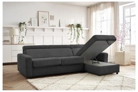 Colțar gri închis extensibil cu tapițerie din catifea reiată (cu colț variabil) Monaco – Bobochic Paris