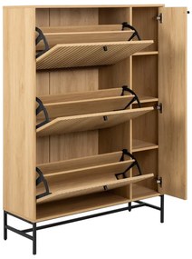 Pantofar în culoare naturală cu deschidere înclinată cu aspect de lemn de stejar 99x140x35 cm Albany – Actona