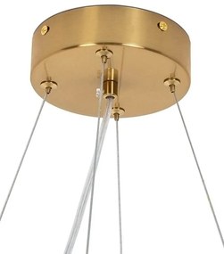 Lustra Suspendata, Metal Auriu, Petale Flori Albe Ceramice, FLORA 120
