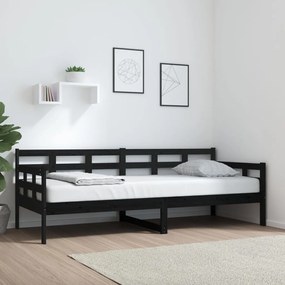 820366 vidaXL Pat de zi, negru, 80x200 cm, lemn masiv de pin