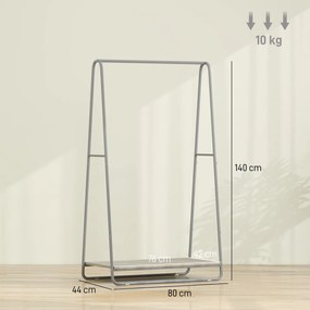 HOMCOM Cuier 3-în-1 cu raft pentru încălțăminte, bare superioare și laterale, structură metalică, natural și gri | Aosom Romania