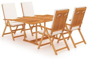 3059543 vidaXL Set mobilier de grădină cu perne, 5 piese, lemn masiv de tec