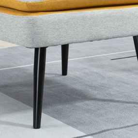 HOMCOM Fotoliu de design tapitat cu picioare de otel, fotoliu modern din material gri si galben, 58x75x85cm | AOSOM RO