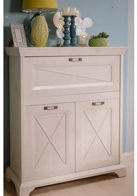 Comoda Cu 3 Usi Bar Kashmir Alb Antic, 123 Cm