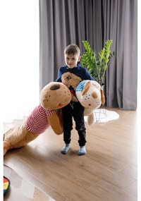 Câine de pluş, dungă maro / roşie, 140 cm, REXO TYP 3