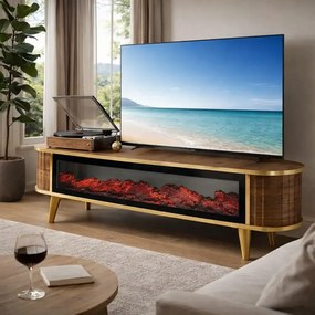 Comoda tv cu semineu Royal, cu led, 160 cm.nuc