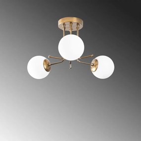 Lustra 3 Becuri Daisy - 146-AV3, Soclu E27, Max. 40W, Culoare Auriu / Alb