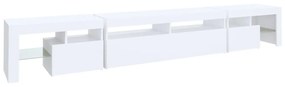 Comode TV cu lumini LED, alb 1, Alb, 260 x 36.5 x 40 cm