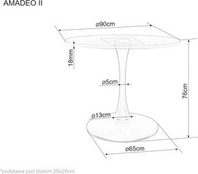 Masa rotunda de dining AMADEO cu blat ceramic 90x90 cm, bej