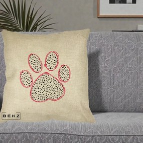 Perna Personalizata Labuta Dalmatian Roz Neon, 40x40 cm, Crem, Husa Detasabila, Perna Inclusa, BEKZ®