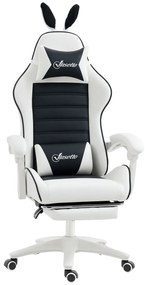 Vinsetto Fotoliu de gaming cu sprijin lombar, înălțime reglabilă, spătar reglabil, urechi de iepure și pernă pentru cap, negru | Aosom Romania