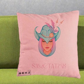 Perna Personalizata Zodiac Sagetator Cowgirl, 40x40 cm, Roz, Husa Detasabila, Perna Inclusa, BEKZ®