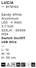 Lampa decorativa de exterior LED portabila LUCIA alb