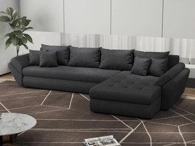 Colțar extensibil dumonde cu ladă de depozitare si sezut confortabil din spuma high-density, Loana XL Enjoy Grafit II 335x185 cm