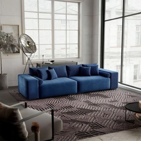 Canapea extensibilă dumonde cu ladă de depozitare si sezut confortabil din spuma high-density, Marbela Zoom Blue XXL 295x100 cm