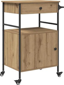 vidaXL Troler de Bucătărie Stejar Artizanal 56 x 43 x 89,5 cm